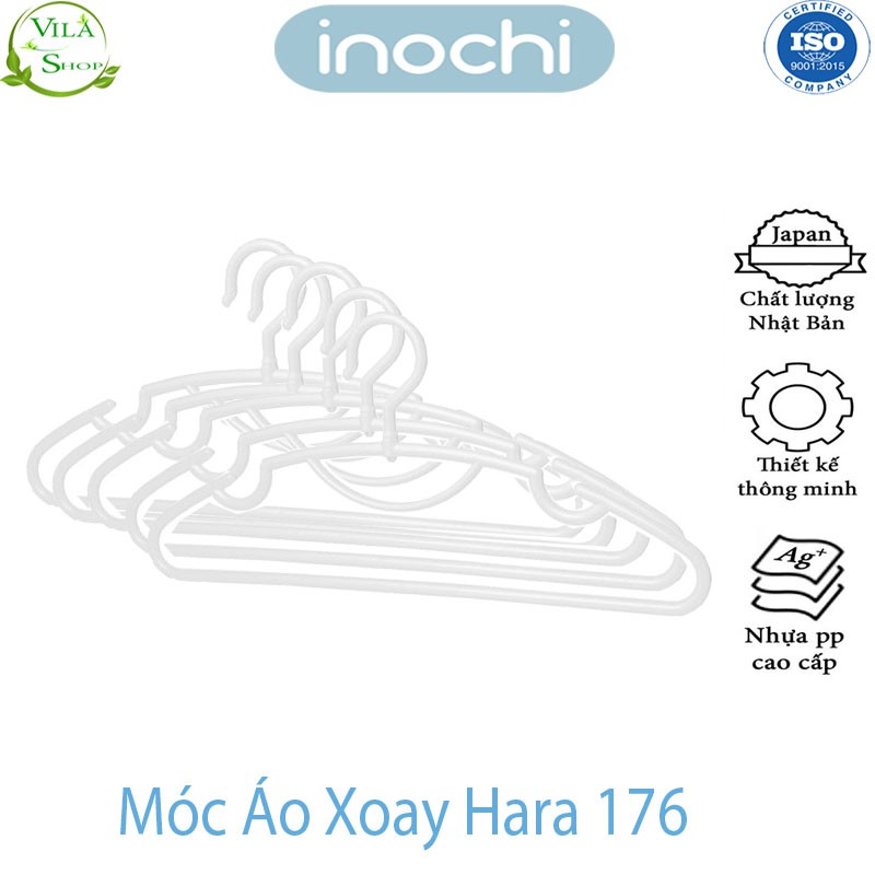 [ Set 5 ] Móc Treo Quần Áo, Móc Treo Xoay Hara 176, Nhựa Cao Cấp INOCHI Giúp Quần Áo Gọn Gàng Ngăn Lắp