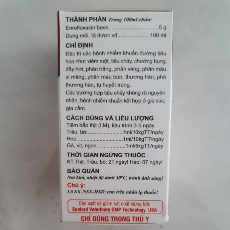 VIAENRO 5 chai 100ml tiêu chảy, chướng bụng, đầy hơi dùng trong thú y
