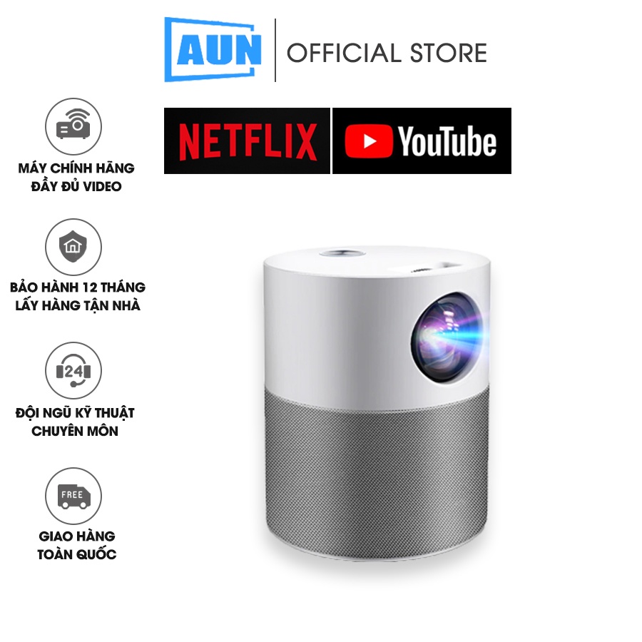 Máy chiếu mini Fullhd 1080p- AUN ET40- Phân giải thực chuẩn 1080p, độ sáng cao 4000 lumen, có hệ điều hành