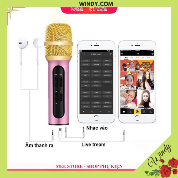 Micro Karaoke Livestream Thu Âm C11 Cao Cấp + Tặng Tai Nghe