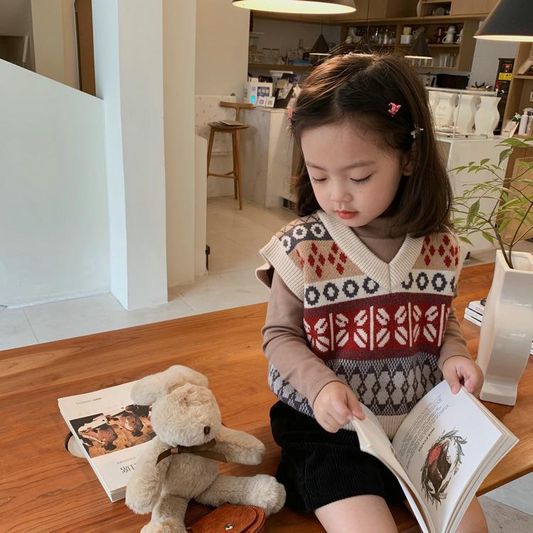 Áo sweater dệt kim không tay thời trang Hàn Quốc cho bé