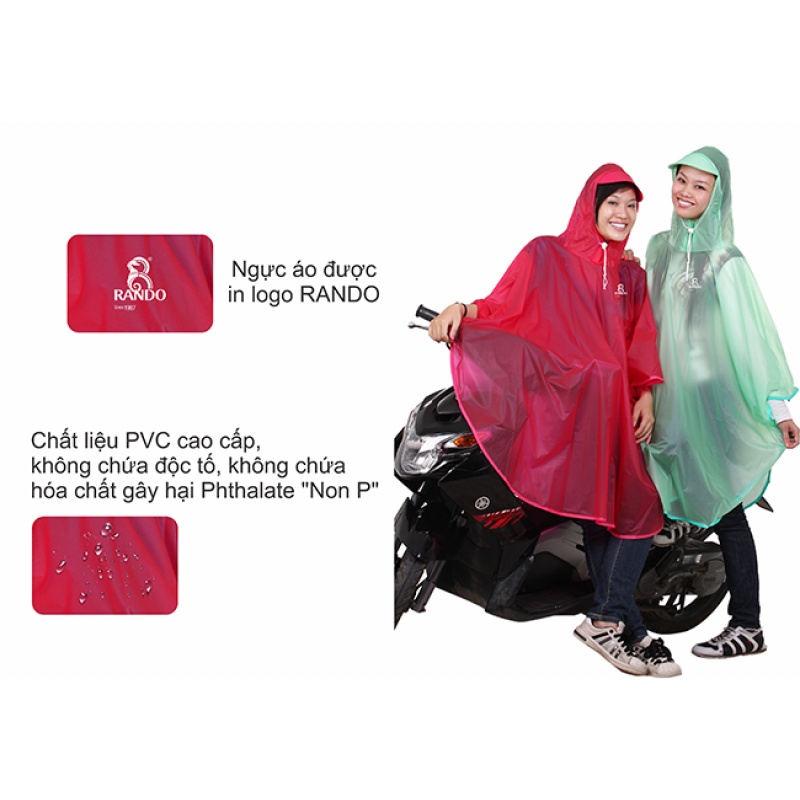 Áo mưa butterfly trong màu - Thương hiệu Rando, chính hãng, cao cấp - APPC-06