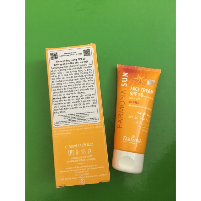 Farmona Sun Face Cream ⚜️CHÍNH HÃNG⚜️ Kem chống nắng Farmona Sun Oil Free SPF 50 (50ml)