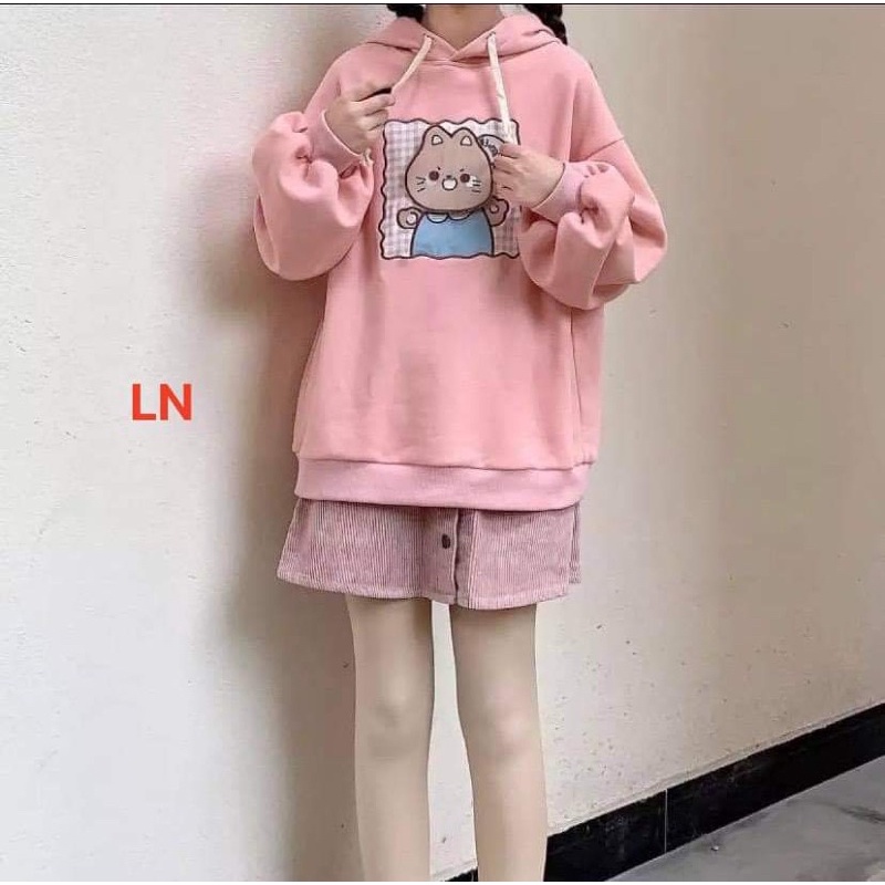 Áo hoodie 3D mèo ô vuông LN11