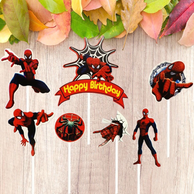 đồ cắm bánh kem sinh nhật [FREESHIP❤️] tổng hợp các set giấy cắm siêu nhân nhện