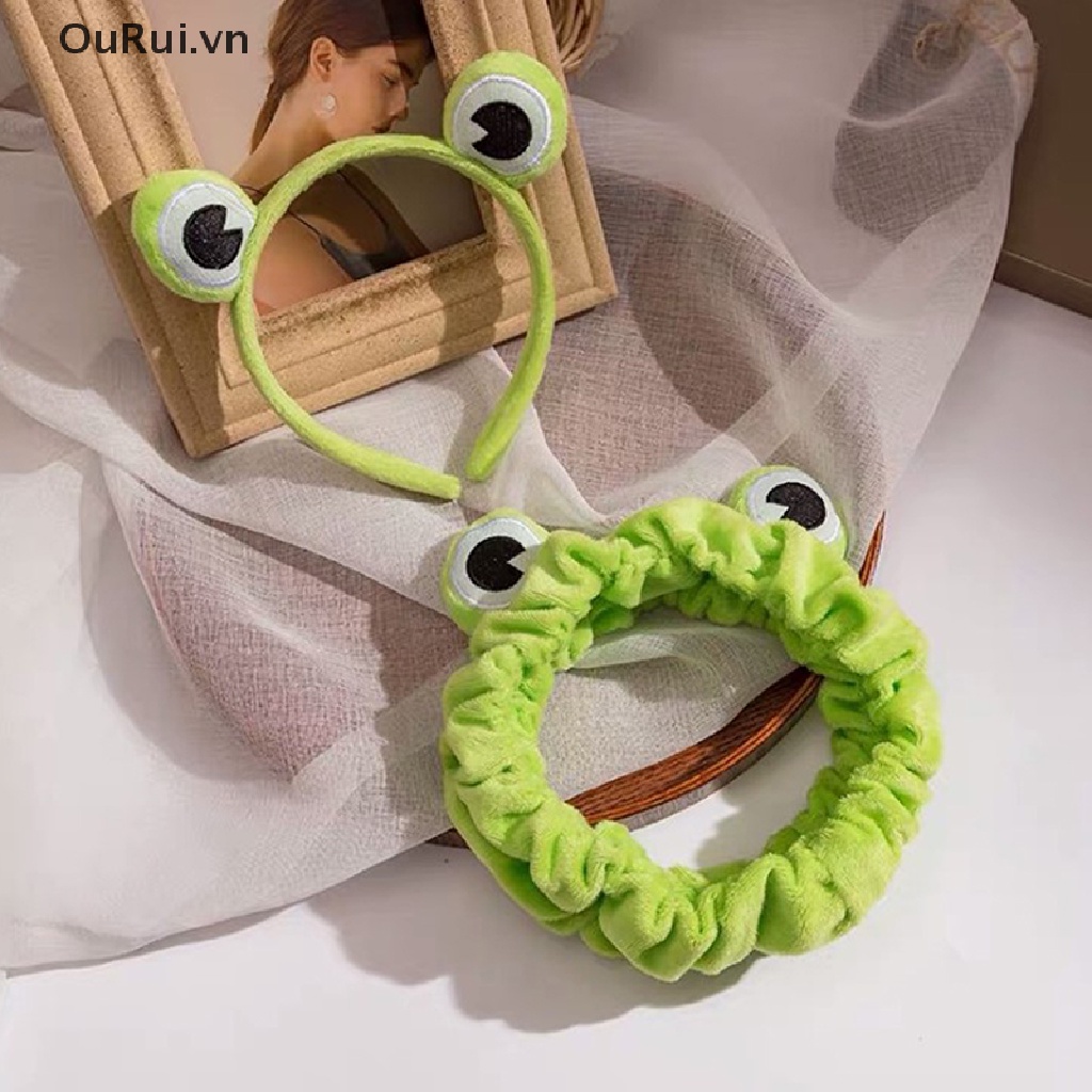 1 Băng Đô Trang Điểm Co Giãn Bản Rộng Hình Ếch Vui Nhộn