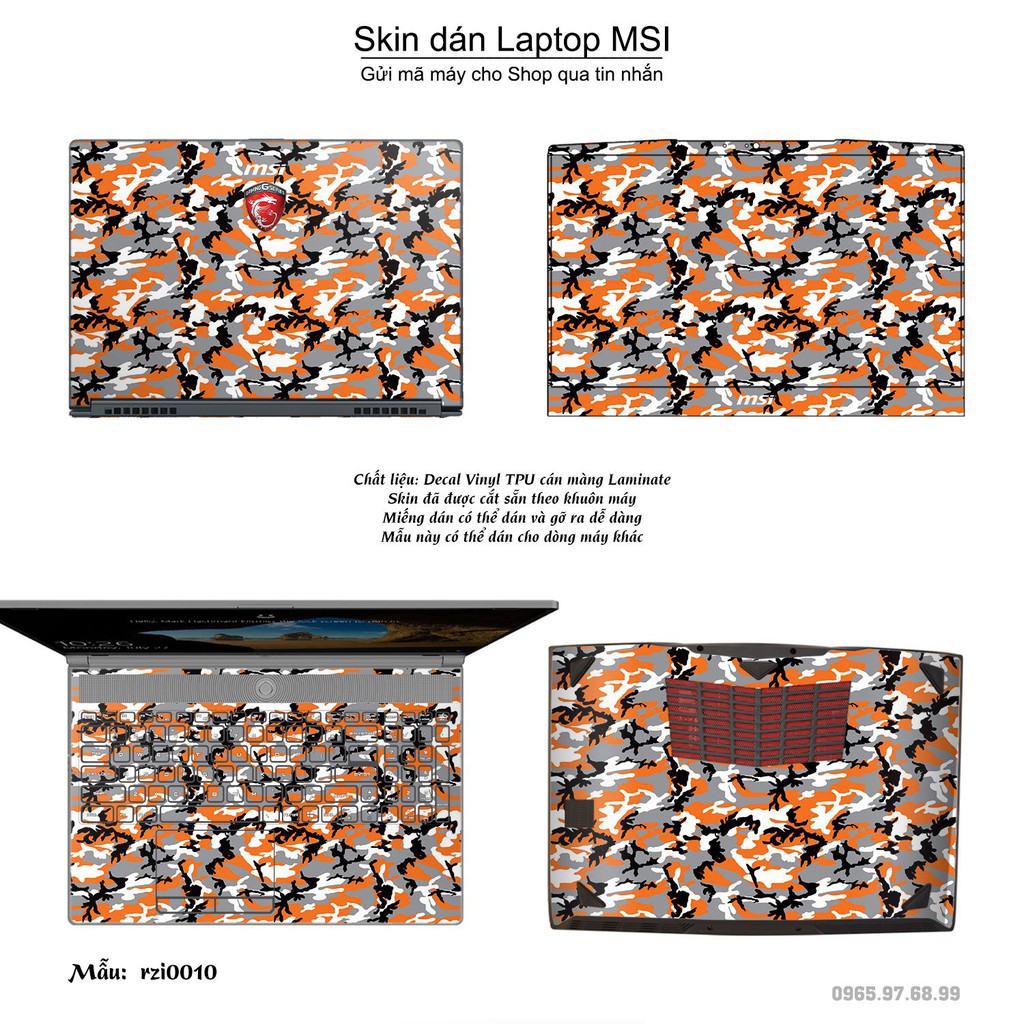 Skin dán Laptop MSI in hình rằn ri (inbox mã máy cho Shop)