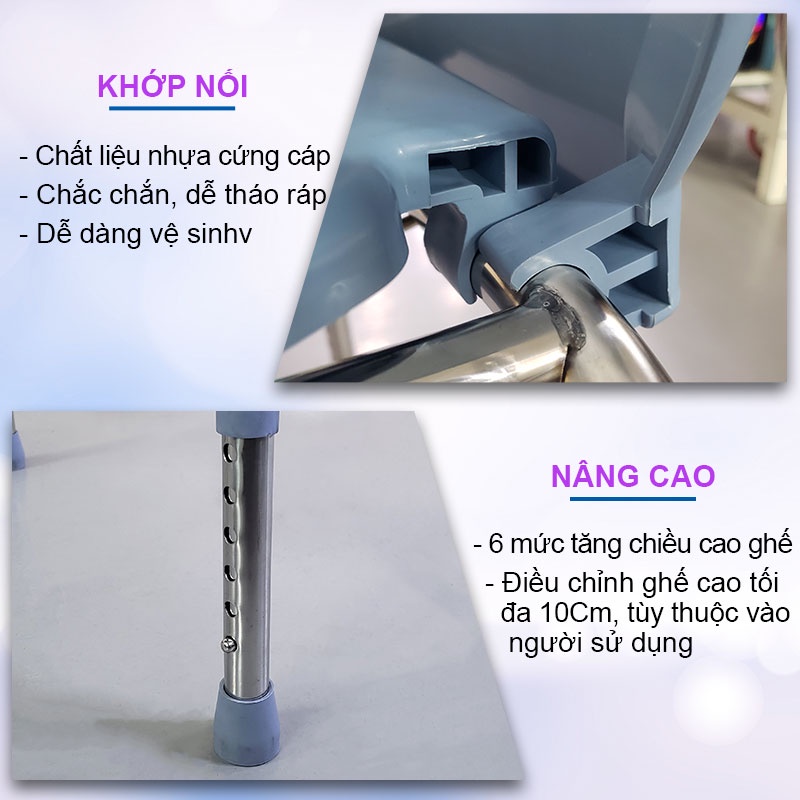 Ghế bô cho người già, bô vệ sinh cho bé, 2022 - Chính  hãng NIKITA - Mẫu tải trọng 120kg - Có thể Tăng giảm chiều cao
