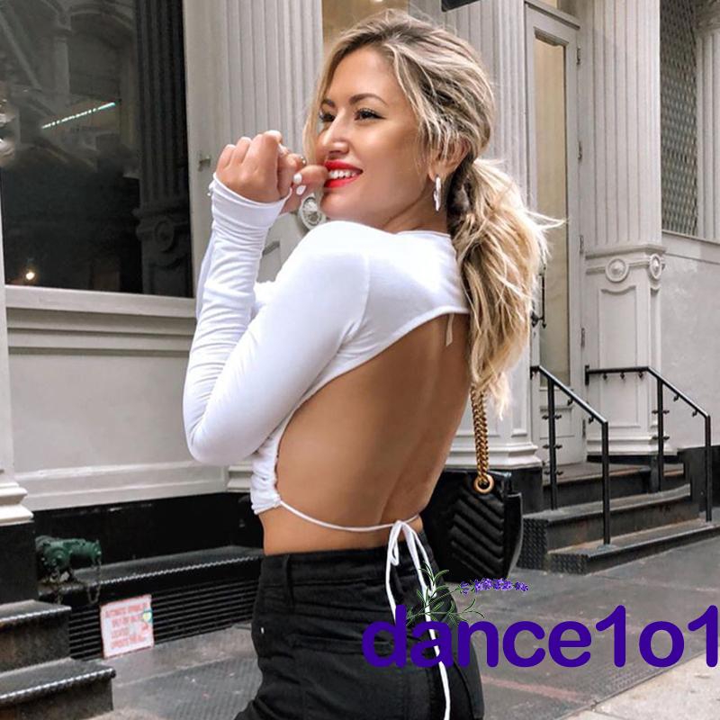 Áo kiểu tay dài hở lưng gợi cảm thời trang cho nữ