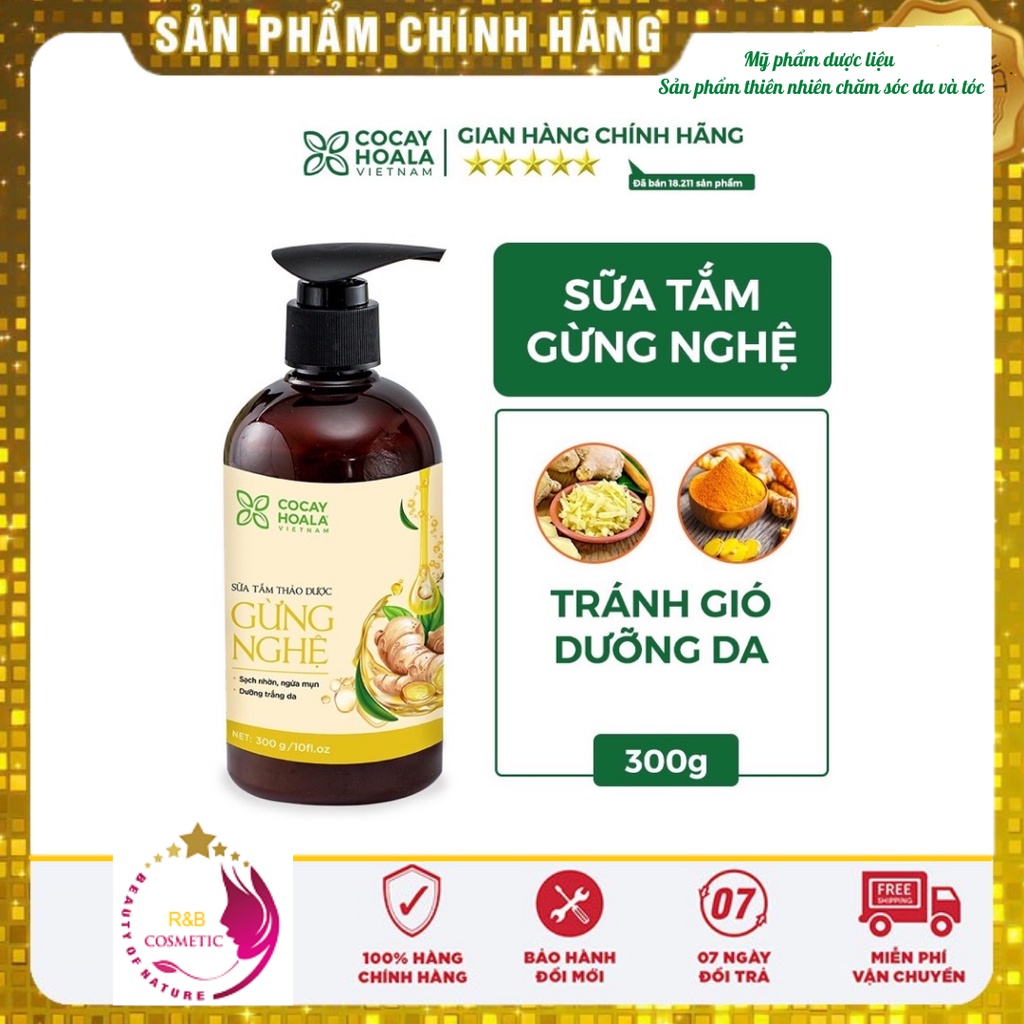 Sữa tắm gừng nghệ thảo dược cocayhoala 300ml