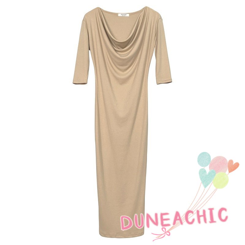DUNEA Đầm nữ DUNEA tay dài ôm dáng xẻ tà thời trang quyến rũ