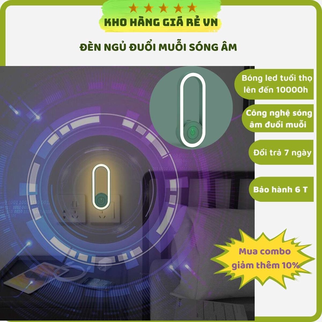 Đèn ngủ đuổi muỗi và côn trùng bằng công nghệ sóng âm sử dụng bóng đèn led siêu bền khohanggiare VN