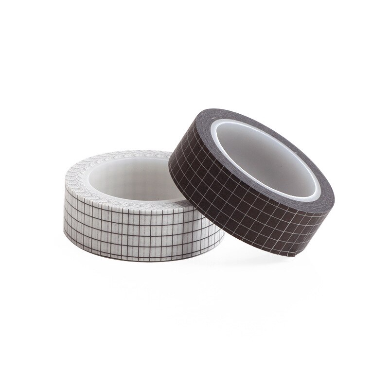 Cuộn băng keo giấy tự dính họa tiết kẻ ô màu sắc trang trí sổ tay DIY dài 10m