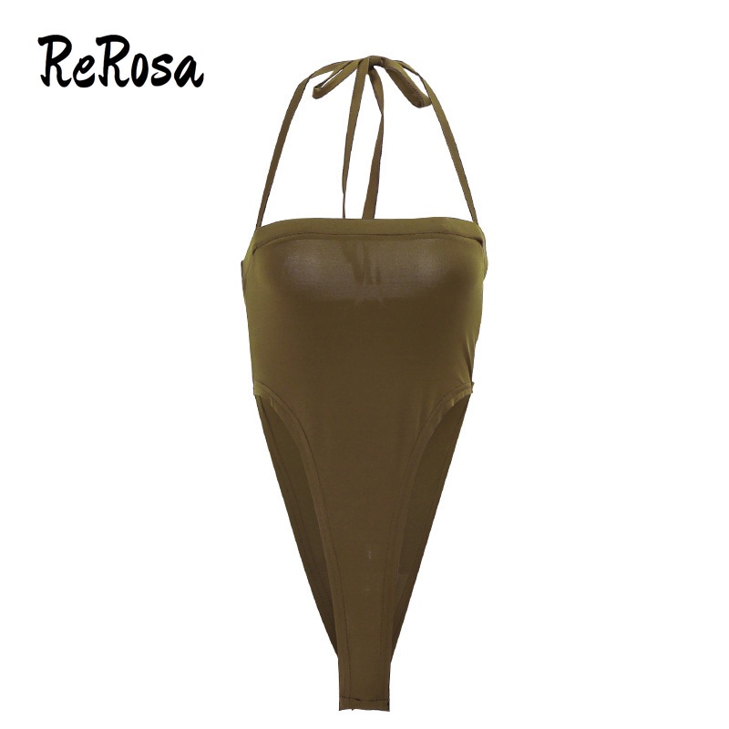 Rerosa Áo Ống Cổ Yếm Ôm Dáng Vừa Vặn Với Dây Đeo Cổ Cho Nữ