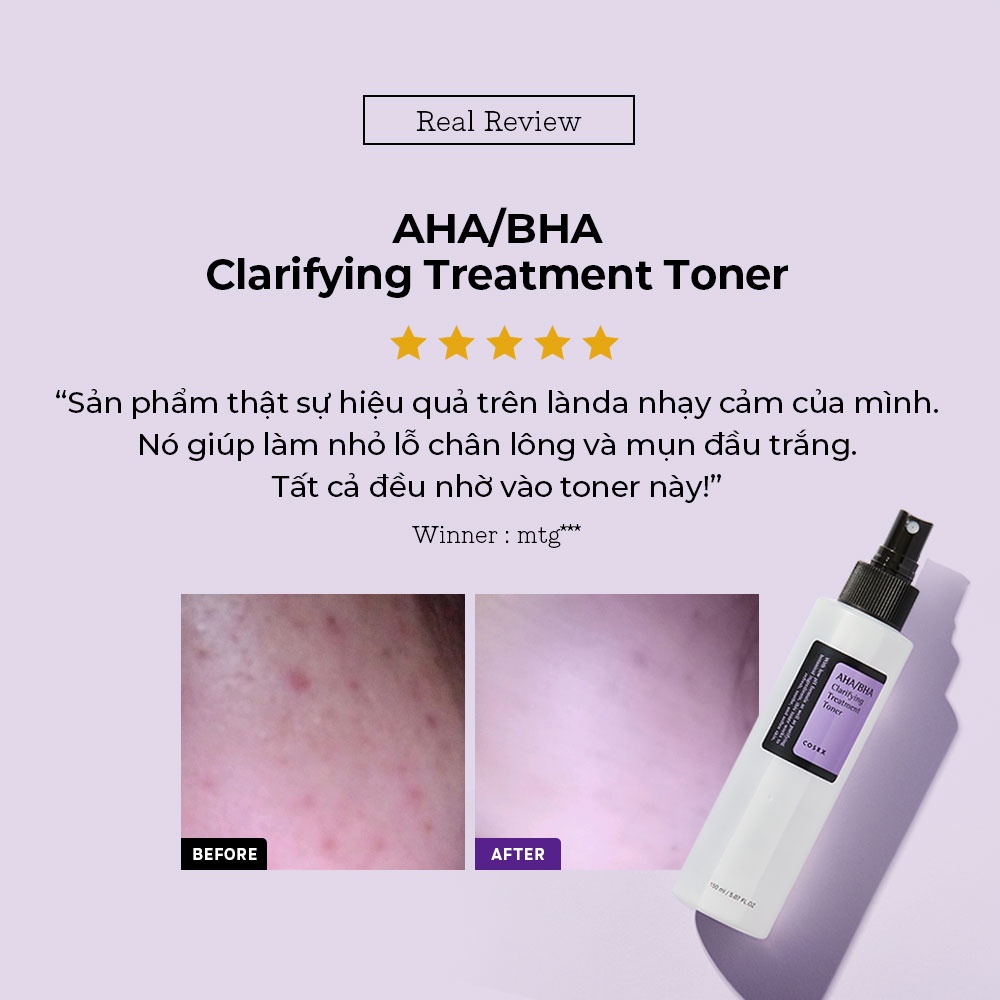 Nước toner làm sạch tẩy tế bào chết AHA / BHA COSRX 150ml