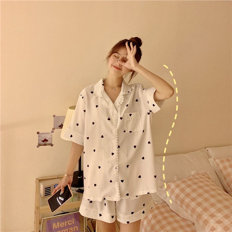 Bộ ngủ pijama nữ trái tim các loại xinh yêu | BigBuy360 - bigbuy360.vn