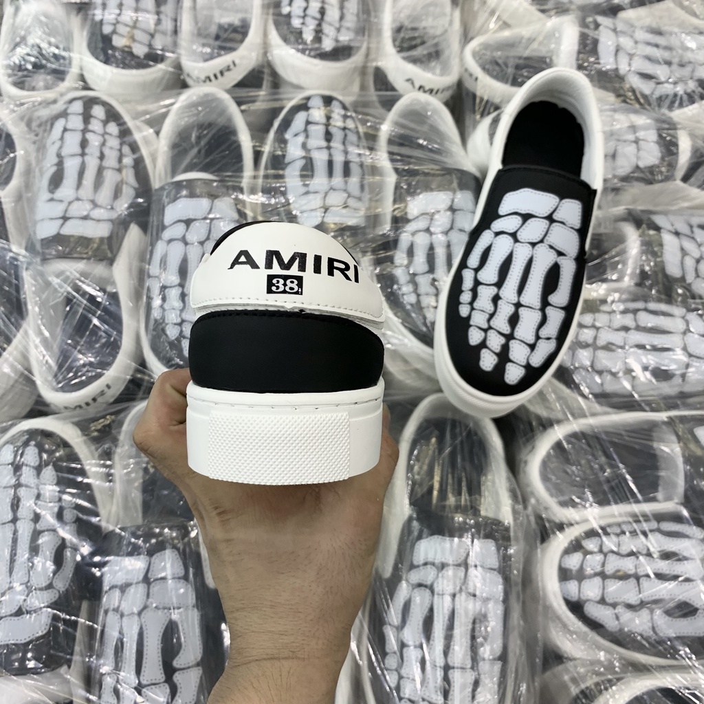 [Ảnh Thật] Giày Slipon Amiri Vải Phối Tay Xương Da GS23P