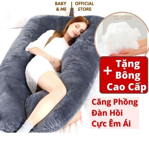 [Mã LIFE25PB30K giảm 10% đơn 99K] Gối ôm bà bầu chữ U vải nhung cao cấ