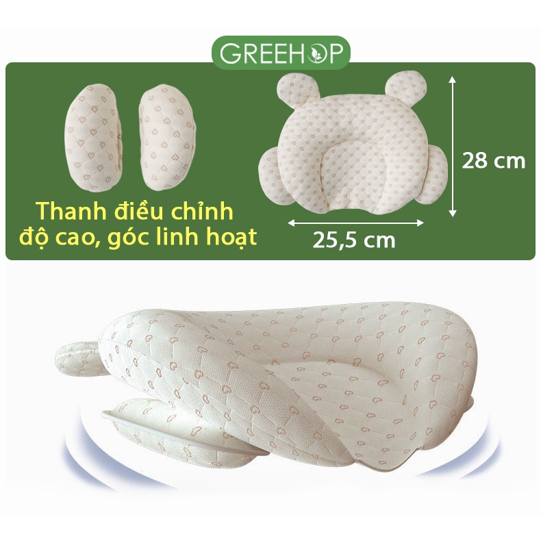 Gối cao su non cho bé, gối chống méo đầu Greehop