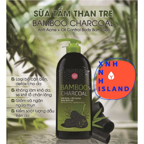 Sữa Tắm Than Tre Cathy Doll Bamboo Charcoal Anti Acne + Oil Control Body Bath Gel Thái Lan - 500ml