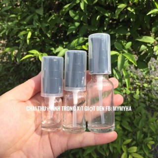 Chai thuỷ tinh trong xịt giọt nắp đen (pump)