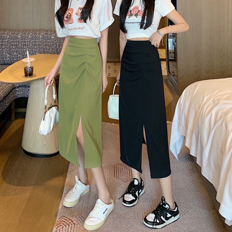 Chân Váy Nhún Xẻ Trước