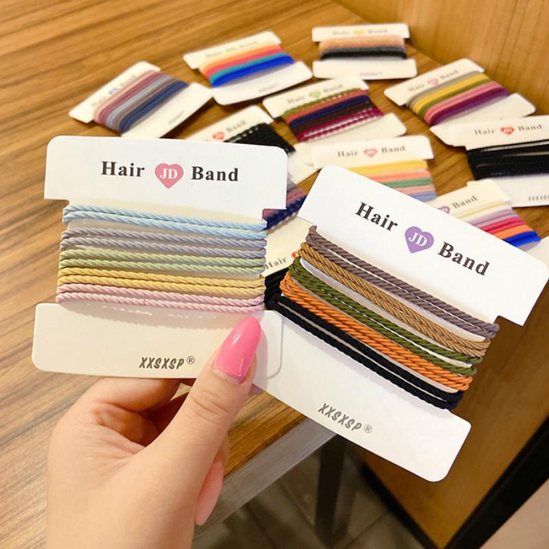 Dây Buộc Tóc Co Giãn Màu Trơn Đơn Giản Phong Cách Hàn Quốc Cho Nữ