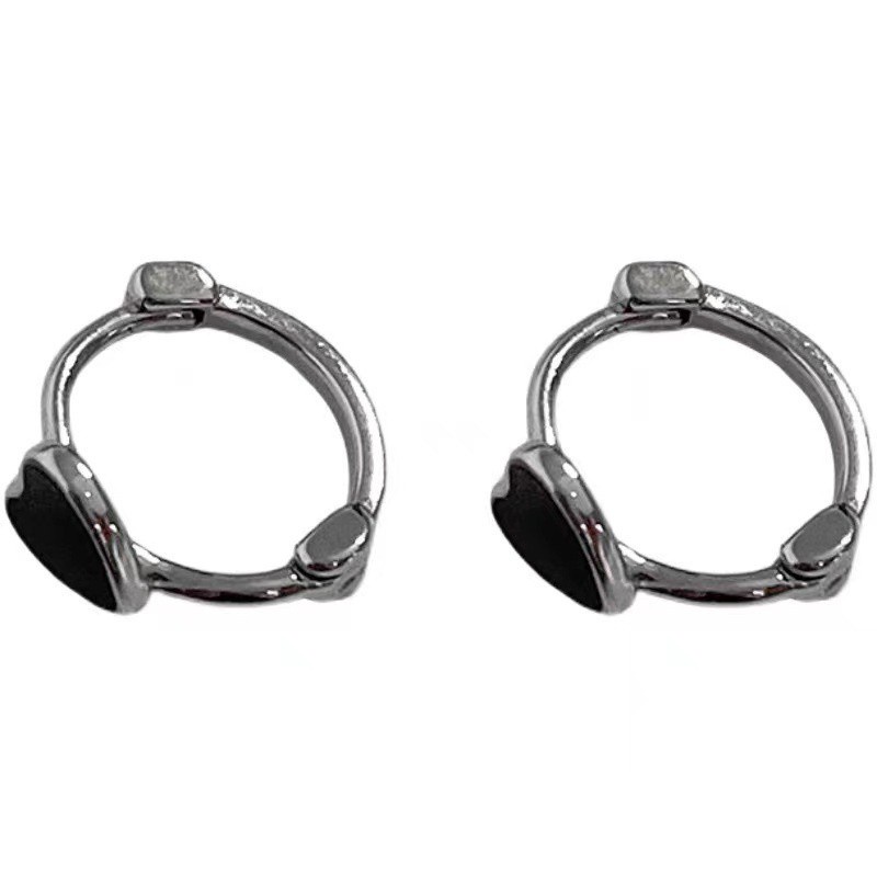 Khuyên tai mặt màu đen dễ thương kiểu dáng tùy chọn thiết kế đơn giản xinh xắn cho bạn nữ