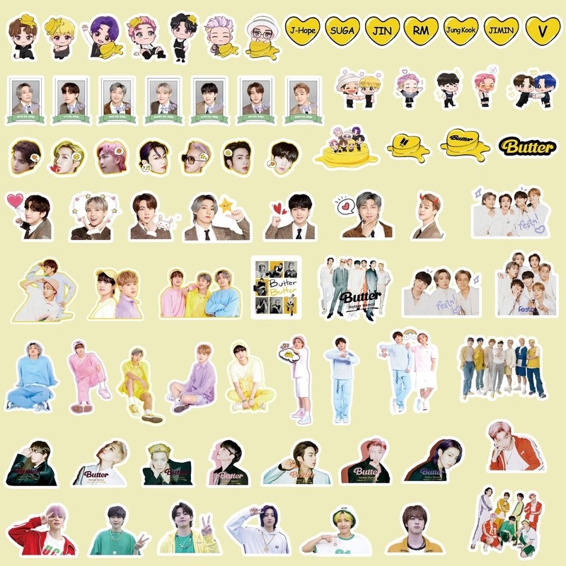 Bộ 76 miếng dán trang trí điện thoại/vali/sổ tay hình nhóm nhạc BTS thời trang
