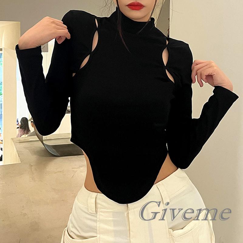 Áo Thun Lửng Tay Dài Màu Trơn Thời Trang Dành Cho Nữ