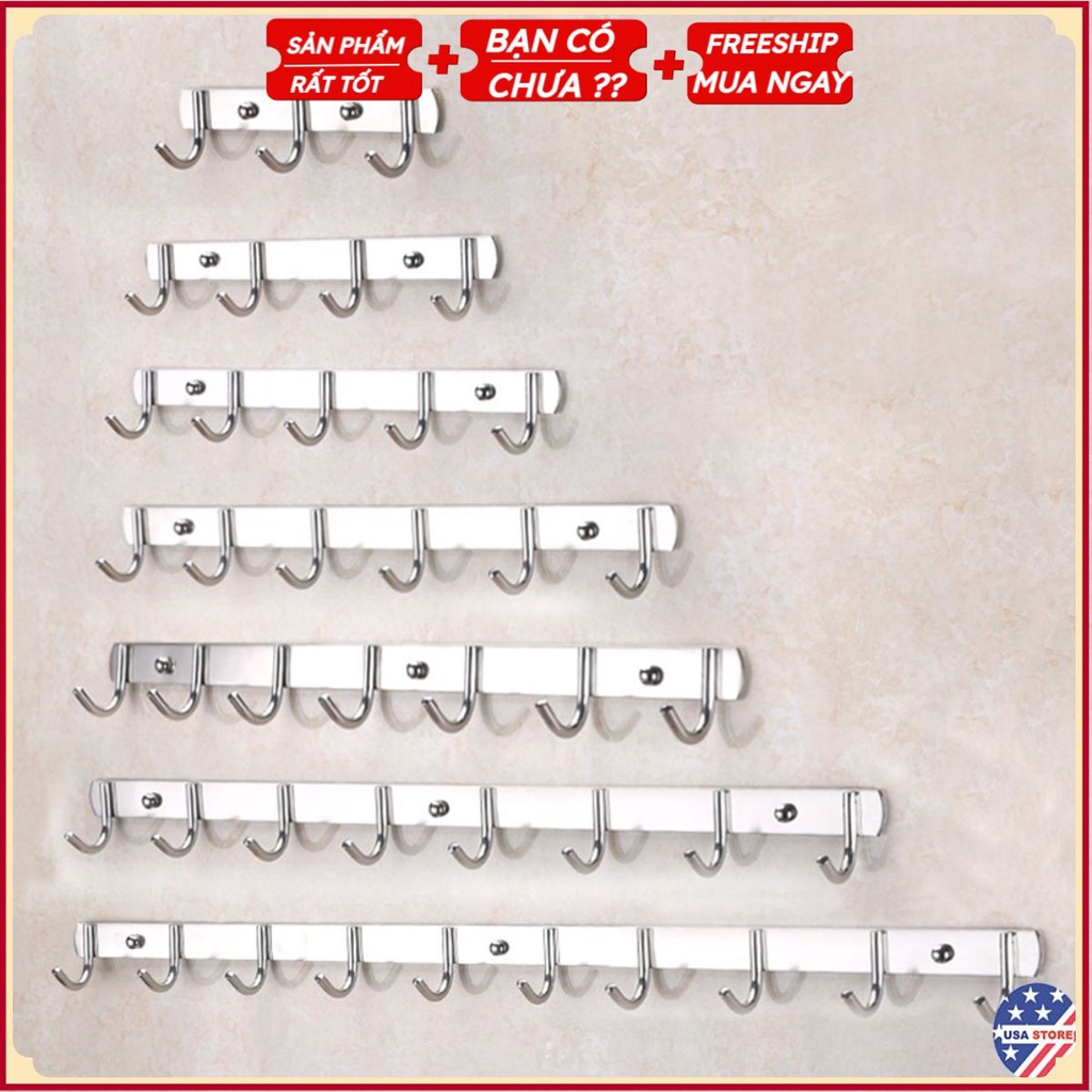Khung Treo Quần Áo 6 Móc - Gắn Tường Inox 304 - 44Cm