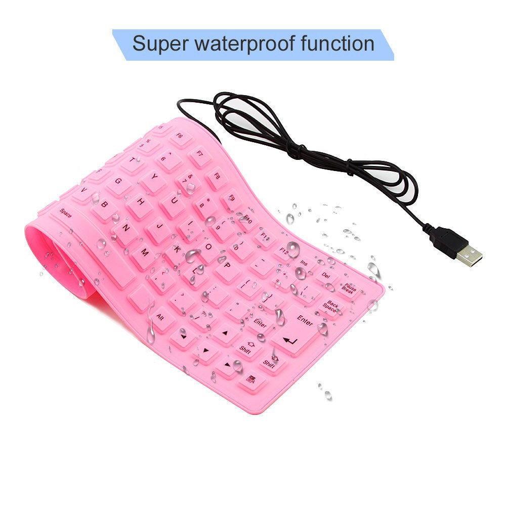 Bàn Phím Cuộn Silicone Dẻo Chống Thấm Nước Có Dây Usb Cho Pc Laptop Notebook