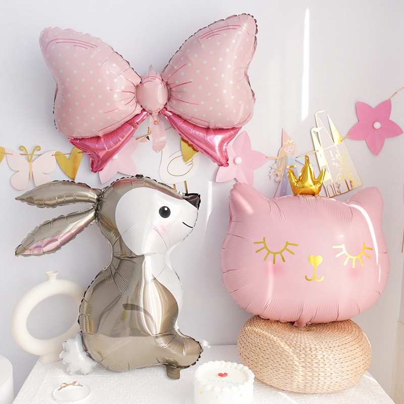 Bong Bóng Lá Nhôm Hình Thỏ/Mèo Dễ Thương Trang Trí Tiệc Sinh Nhật