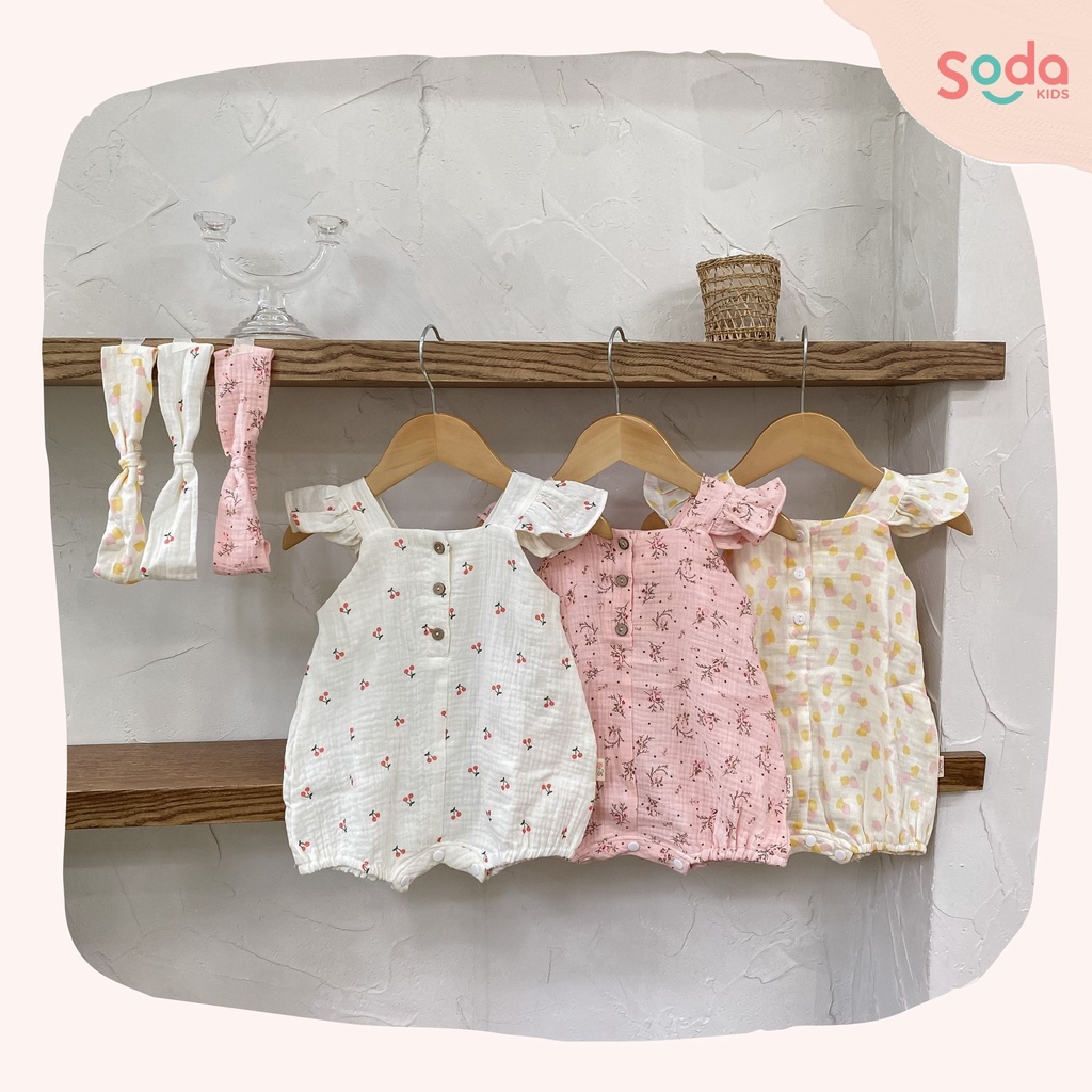 Bodysuit tặng kèm băng đô cho bé gái SODA KIDS thiết kế cánh tiên ( Nhiều màu )