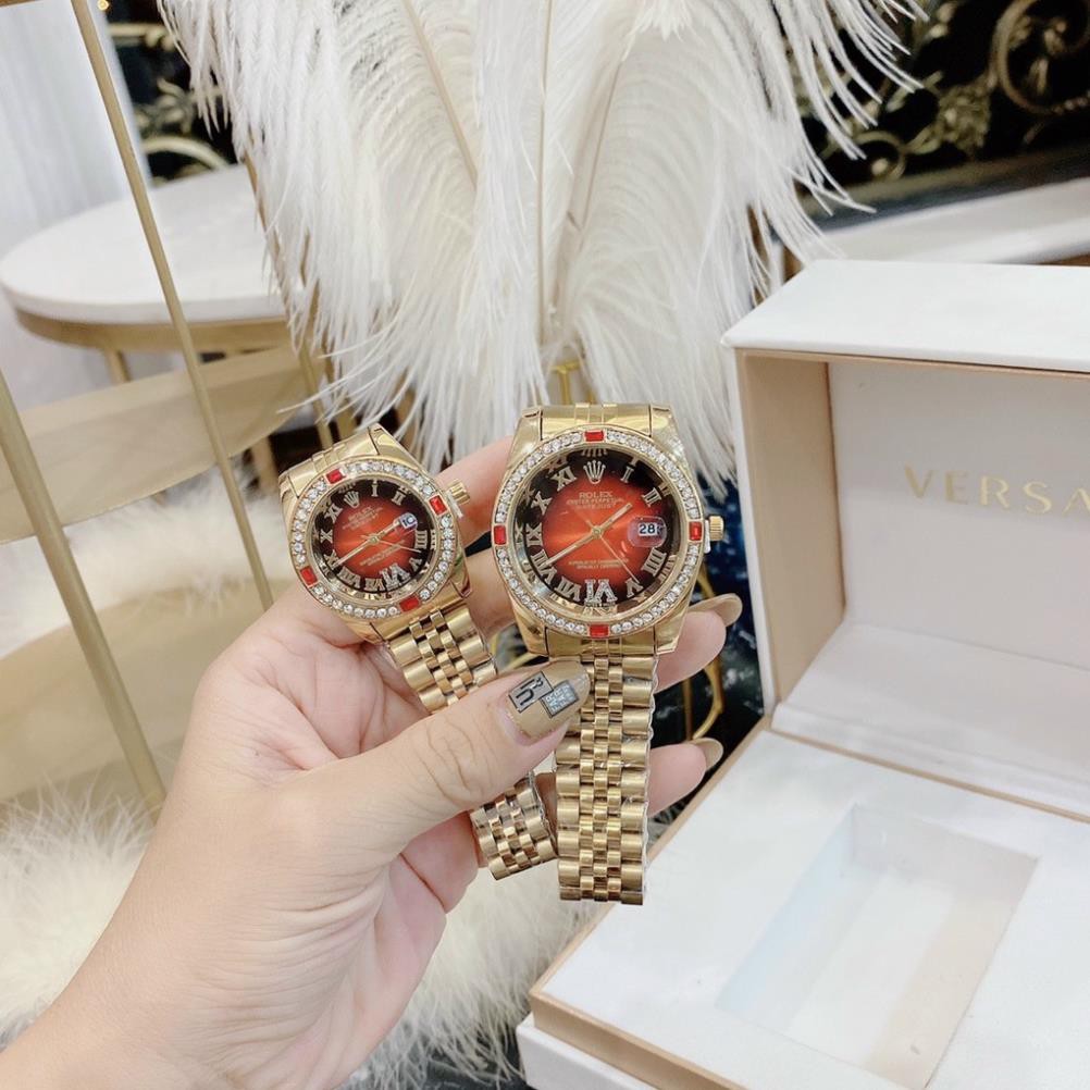 Đồng hồ nam nữ Rolex - unisex Dây kim loại 5 sợi điểm đá màu sang trọng đẳng cấp