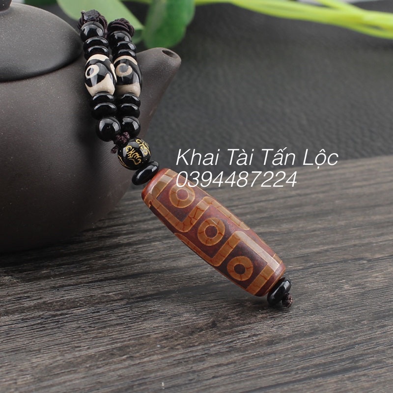 Mặt dây chuyền thiên châu Dzi Tây Tạng 9 mắt cho mệnh Hoả