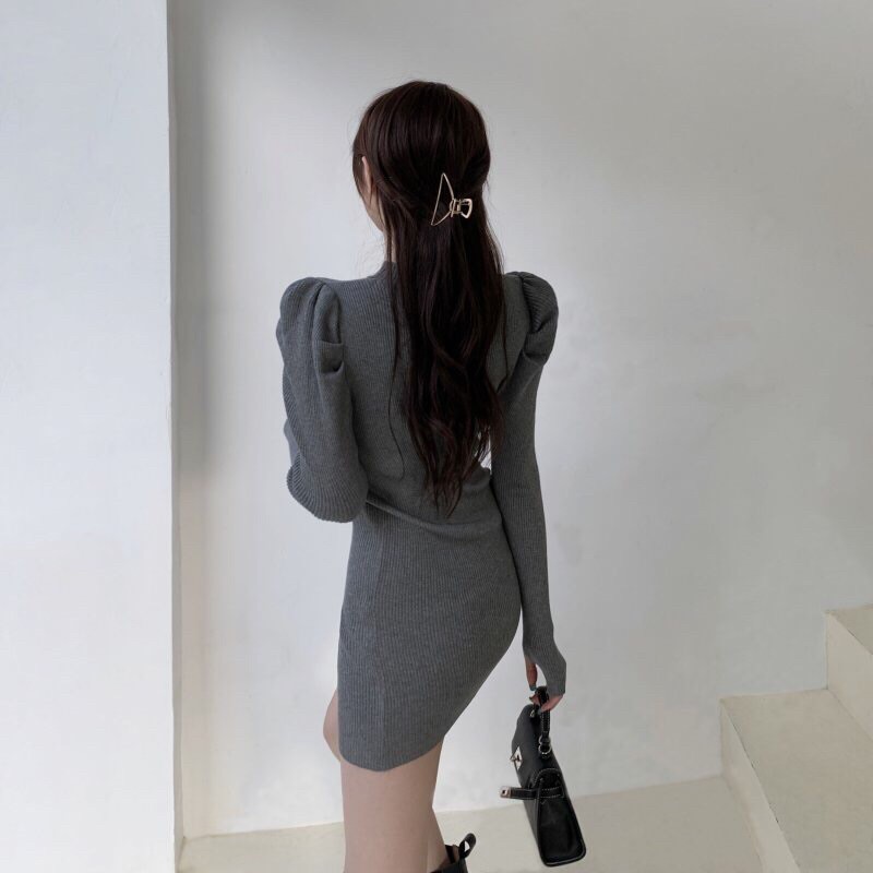 Đầm Body TD Cổ 5p Vai Xếp Bồng - DZ12