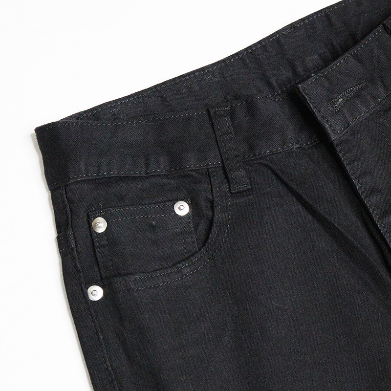 Quần bò skinny nam dáng ôm rách gấu phối da màu đen xám thời trang LOHA