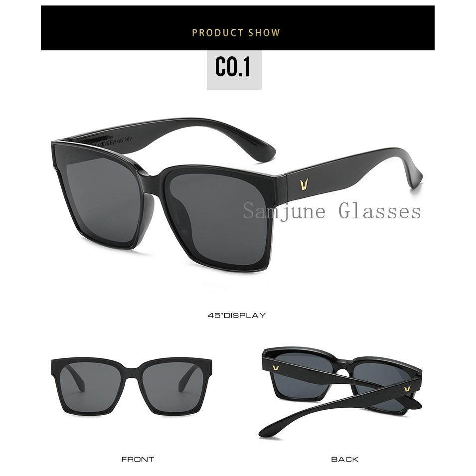 Kính Mát Samjune 18026 Gọng Vuông Oversize Chống Tia Uv400 Phong Cách Retro Thời Trang 2019