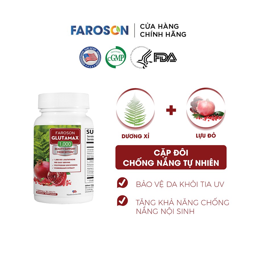 Combo 2 Hộp Glutathione trắng da mờ nám chống nắng Glutamax 1000 2x30 viên | BigBuy360 - bigbuy360.vn