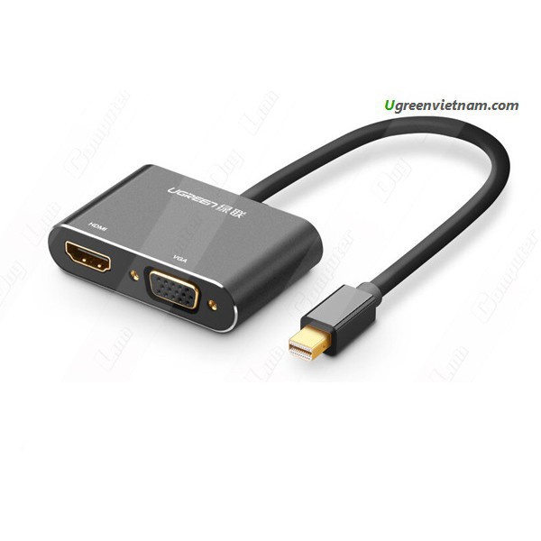 Cáp Mini Displayport to VGA HDMI chính hãng Ugreen 20422 Màu Đen