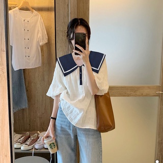 Áo sơ mi tay phồng ngắn cổ thủy thủ thời trang 0278 cho nữ