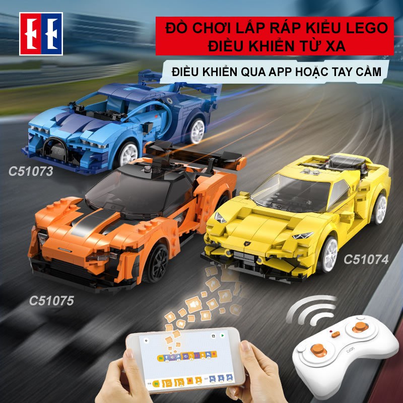 Đồ Chơi Lắp Ráp Kiểu LEGO CaDA Điều Khiển Từ Xa Mô Hình Siêu Xe Thể Thao Lamborghini, Ferrari, Bugatti Với 300+ Chi Tiết