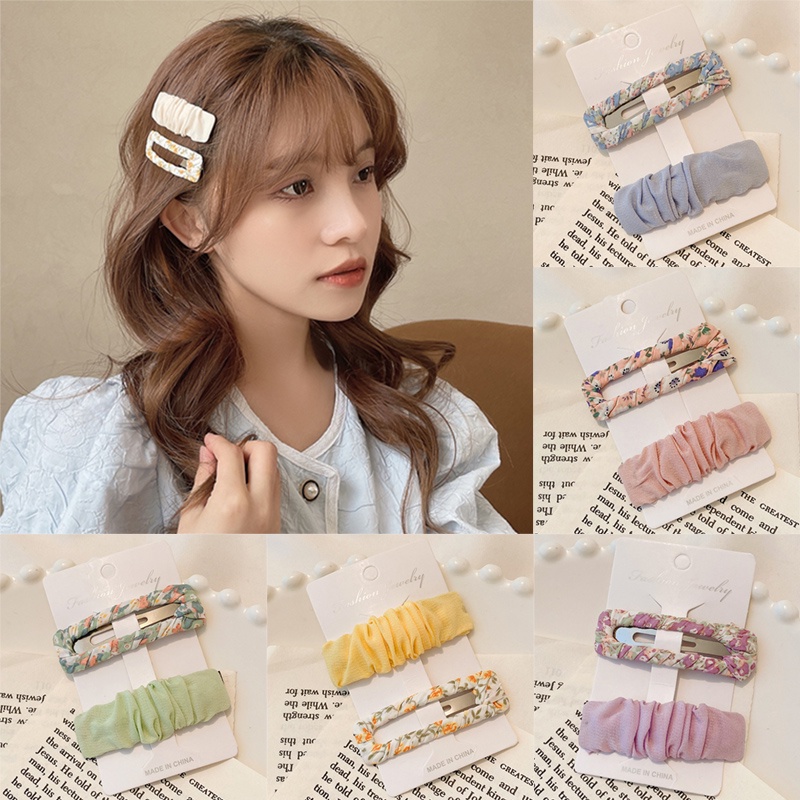 Kẹp tóc bằng vải họa tiết hoa phong cách Hàn Quốc dễ thương xinh xắn cho nữ