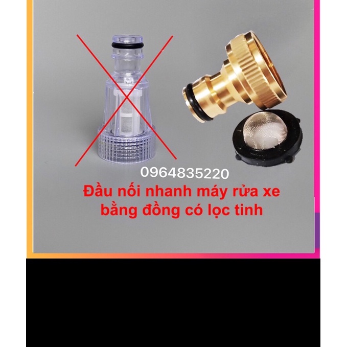 Đầu nối nhanh có lọc bằng đồng ,cút nói nhanh cho máy rửa xe cao áp -đầu hút nước máy rửa xe
