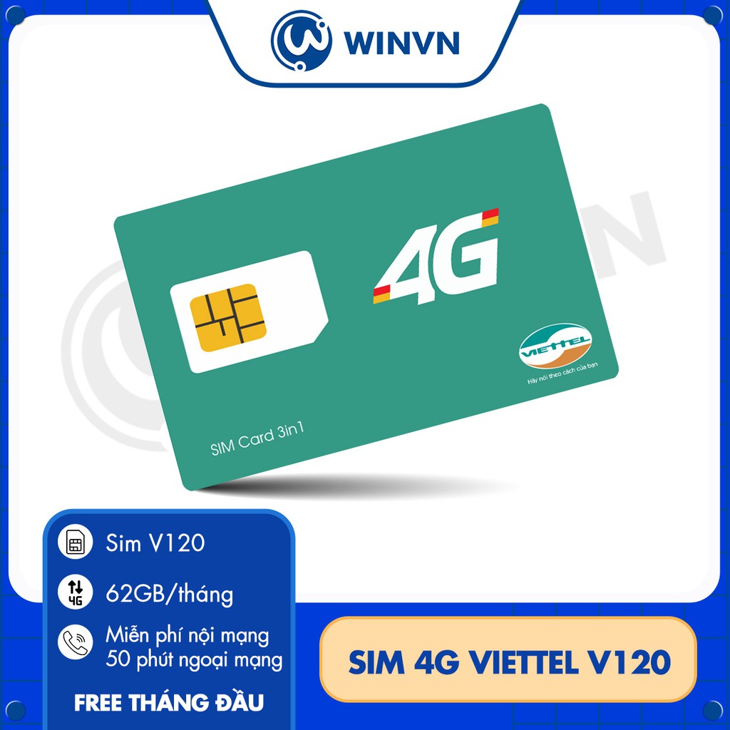 [FREE THÁNG ĐẦU] SIM 4G Viettel V90 V120 Tặng 62GB Tháng và miễn phí cuộc goi