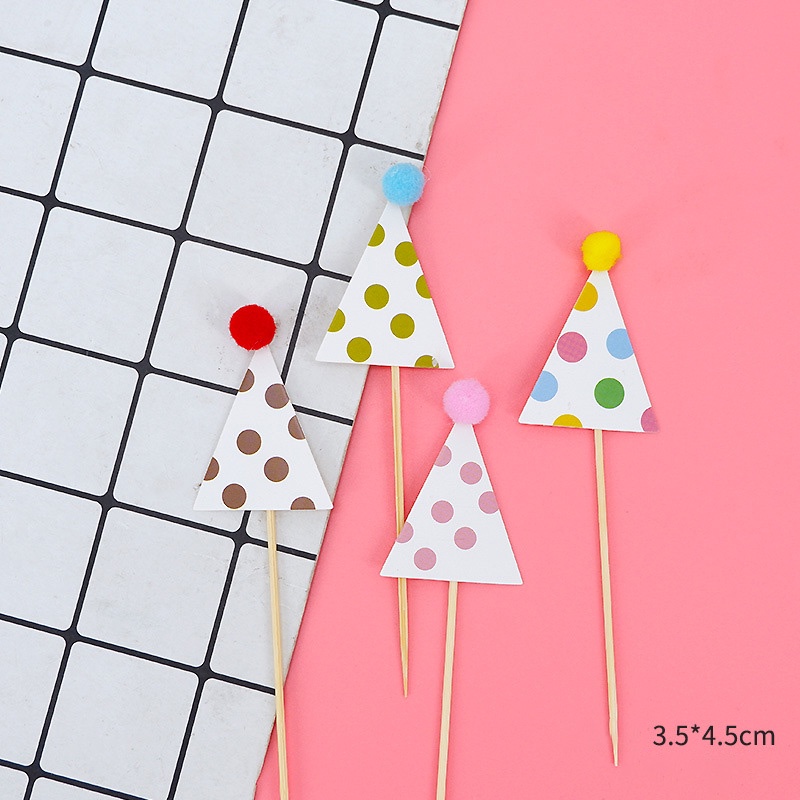 Set 4 phụ kiện trang trí bánh kem hình nón mini dễ thương
