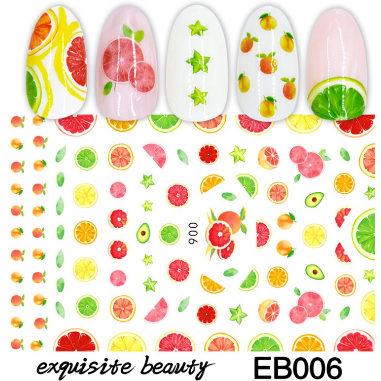 Sticker hoa quả  & Decal dán móng tay nhiều hình