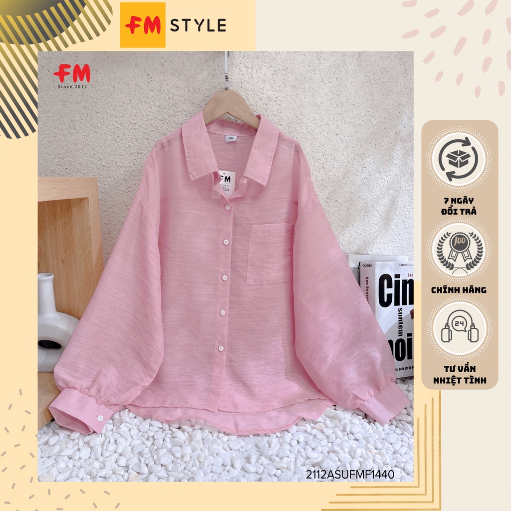 Áo Sơ Mi Trơn Voan Túi Ngực | Áo Sơ Mi Unisex Nam Nữ-Sơ Mi Tay Loqx Form Rộng | Fmstyle Shop 2112144