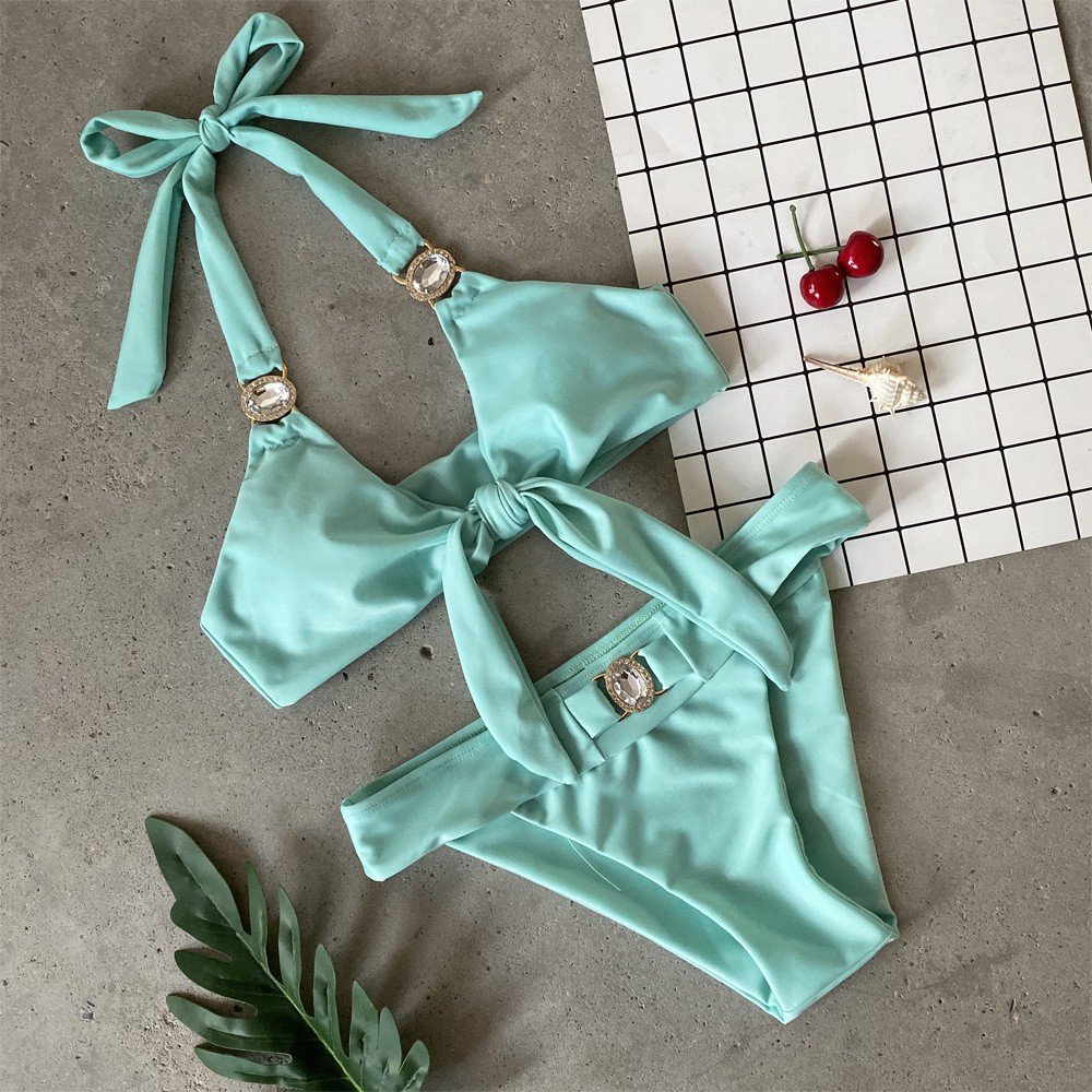 [BKN608] &lt;ÂU&gt; SET BIKINI MIX ĐÁ NƠ NGỰC HỒNG/XANH MINT/TRẮNG